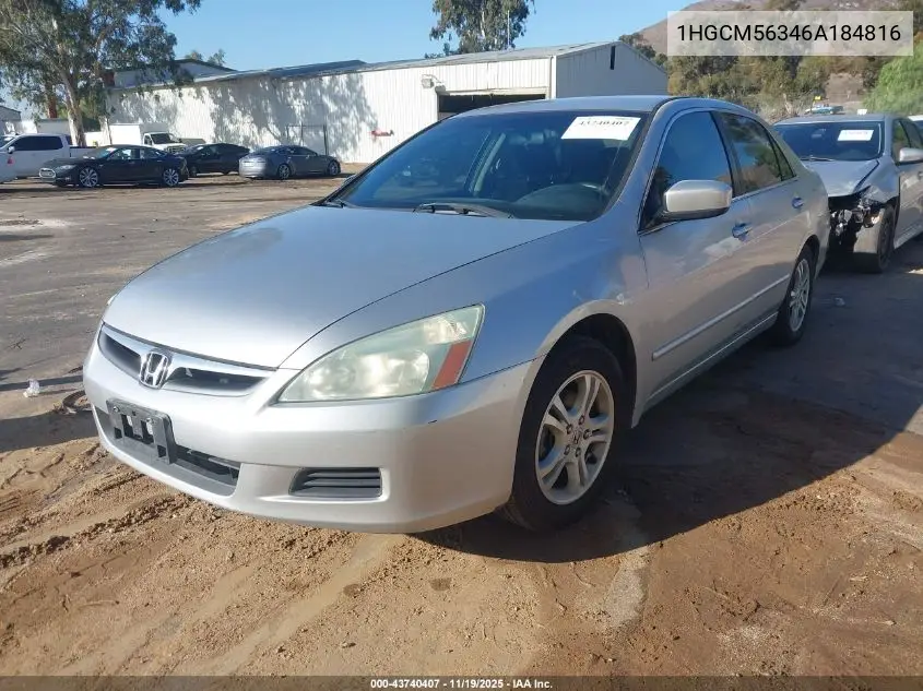 1HGCM56346A184816 2006 Honda Accord 2.4 Se
