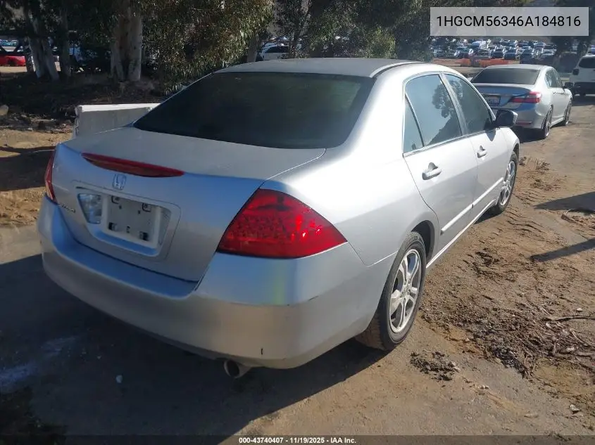 1HGCM56346A184816 2006 Honda Accord 2.4 Se
