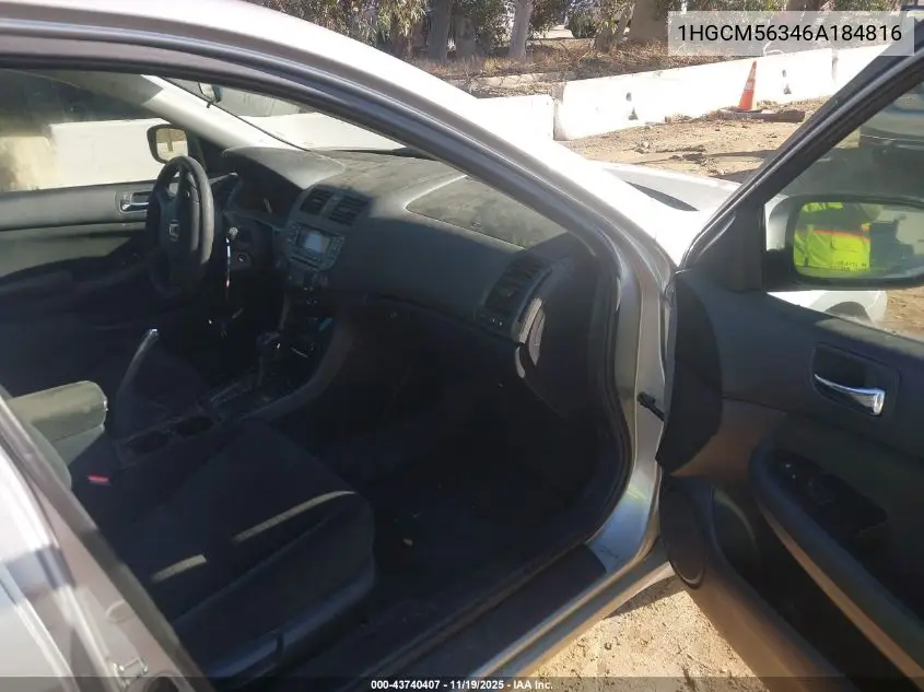 1HGCM56346A184816 2006 Honda Accord 2.4 Se