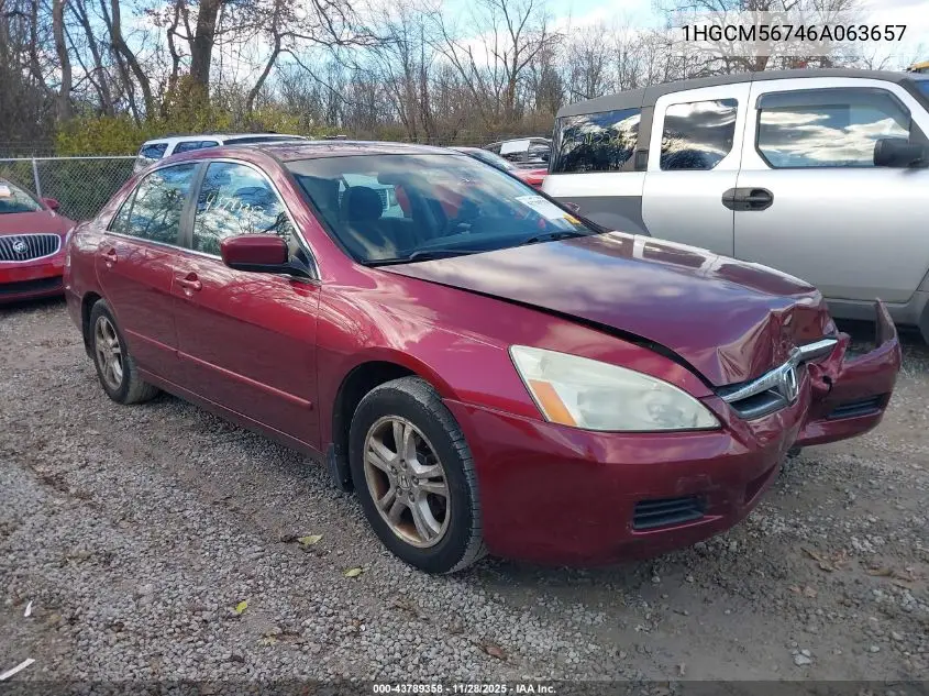 1HGCM56746A063657 2006 Honda Accord Sdn 2.4 Ex/Ex