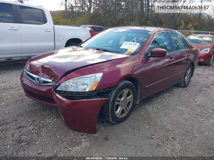 1HGCM56746A063657 2006 Honda Accord Sdn 2.4 Ex/Ex