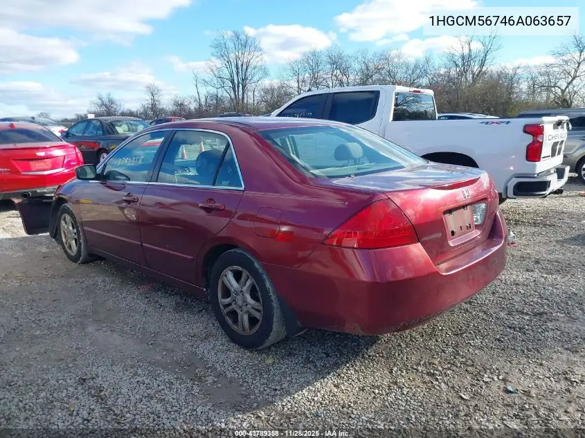 1HGCM56746A063657 2006 Honda Accord Sdn 2.4 Ex/Ex