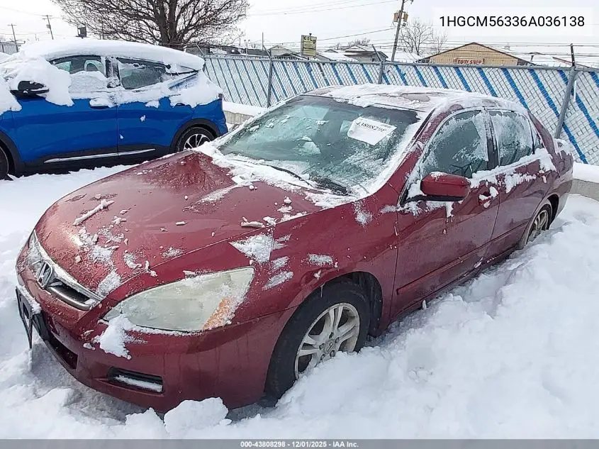 1HGCM56336A036138 2006 Honda Accord 2.4 Se