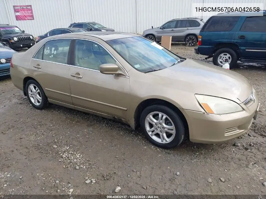 1HGCM56706A042658 2006 Honda Accord 2.4 Ex