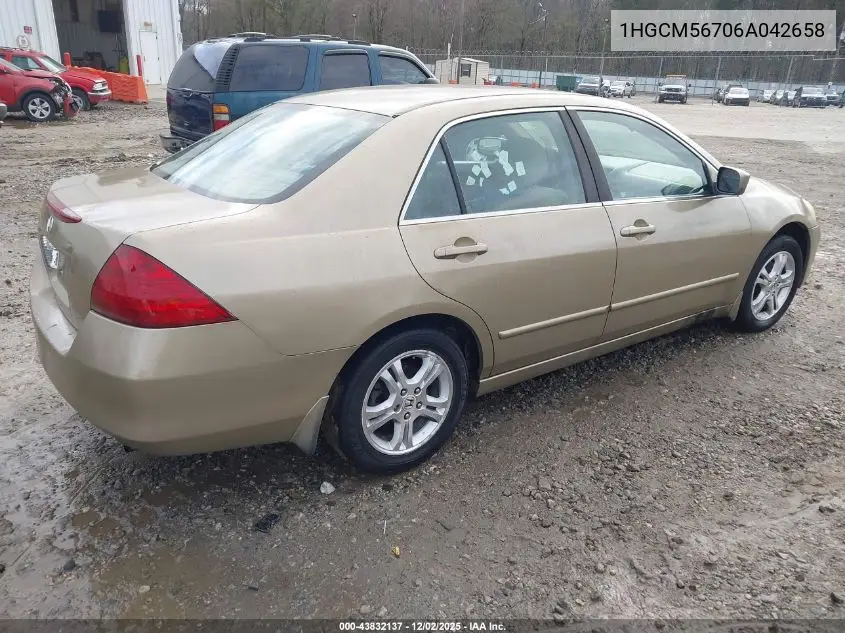 1HGCM56706A042658 2006 Honda Accord 2.4 Ex