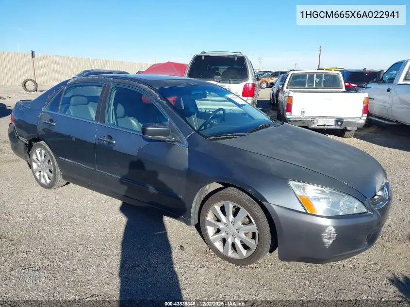 1HGCM665X6A022941 2006 Honda Accord 3.0 Ex