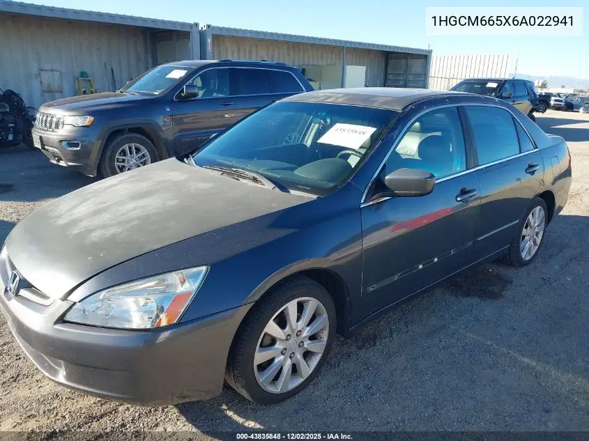 1HGCM665X6A022941 2006 Honda Accord 3.0 Ex