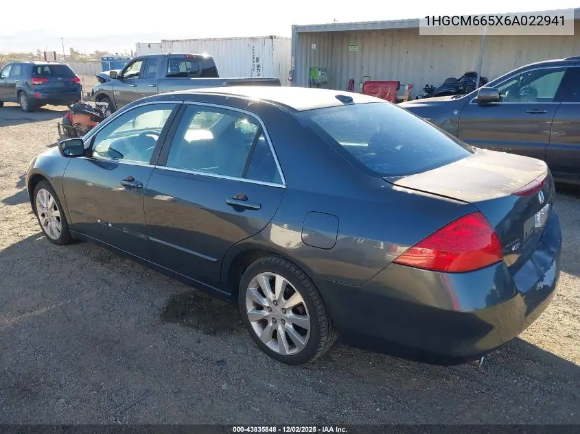 1HGCM665X6A022941 2006 Honda Accord 3.0 Ex