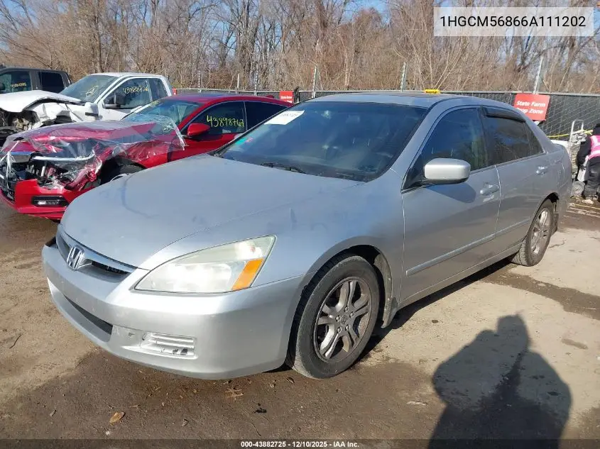1HGCM56866A111202 2006 Honda Accord 2.4 Ex