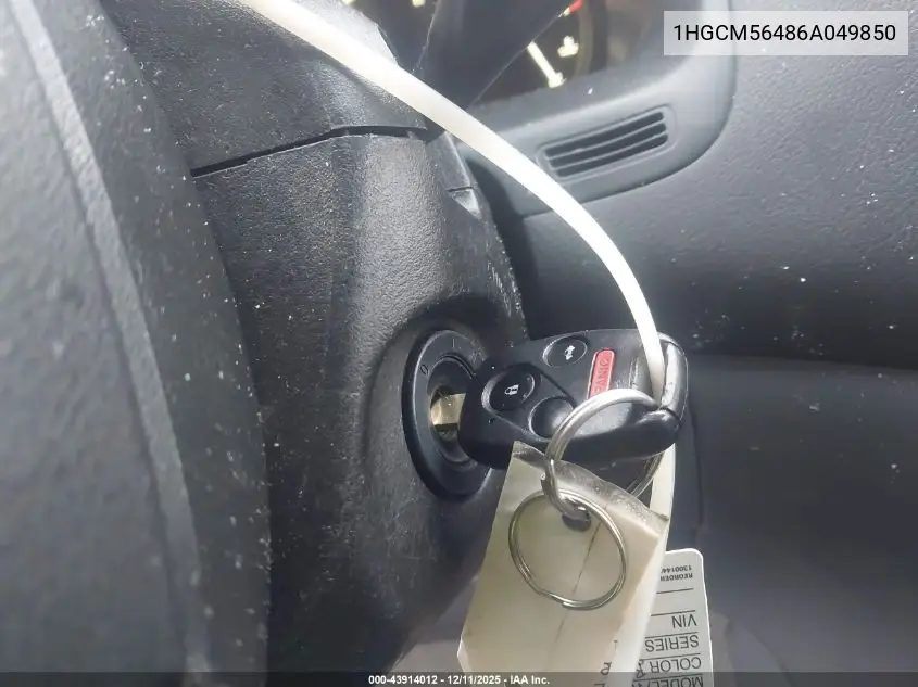1HGCM56486A049850 2006 Honda Accord 2.4 Lx