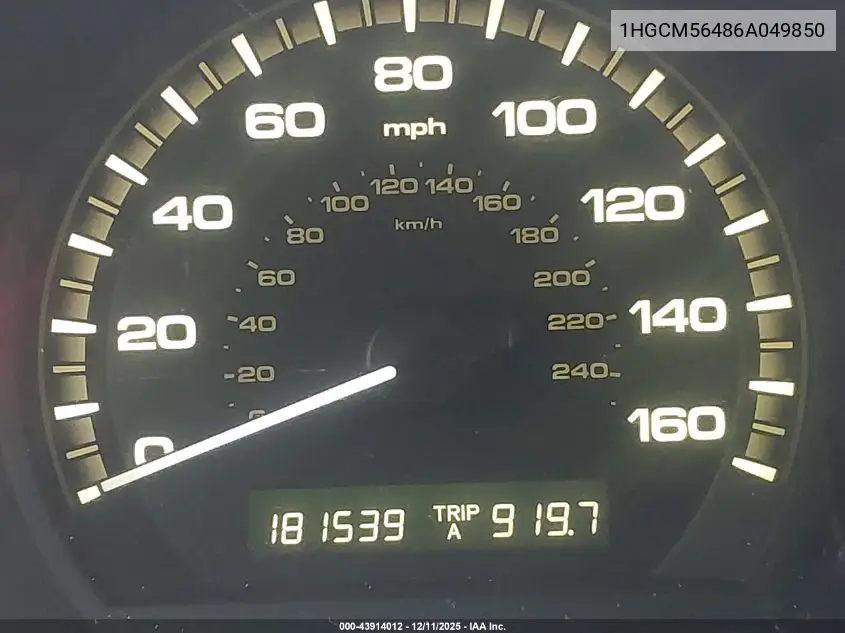 1HGCM56486A049850 2006 Honda Accord 2.4 Lx
