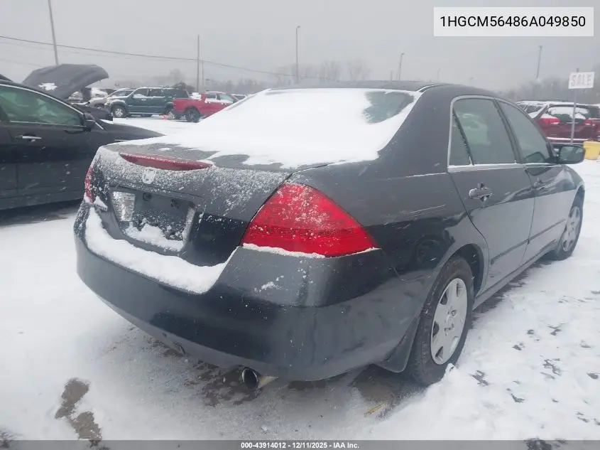 1HGCM56486A049850 2006 Honda Accord 2.4 Lx