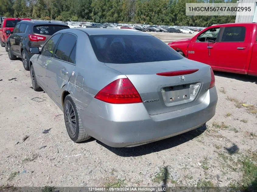 2007 Honda Accord Sdn VIN: 1HGCM56747A802995 Lot: 12104881