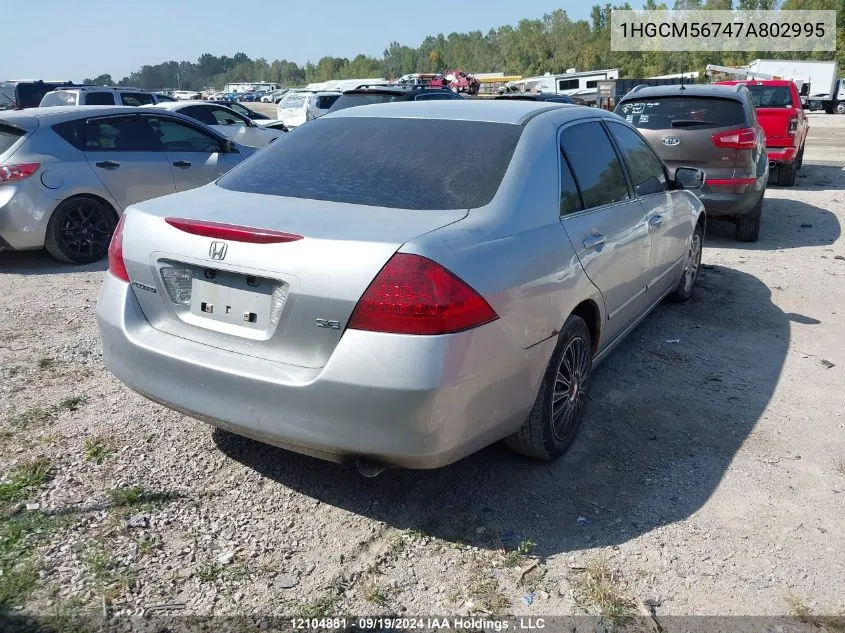 2007 Honda Accord Sdn VIN: 1HGCM56747A802995 Lot: 12104881