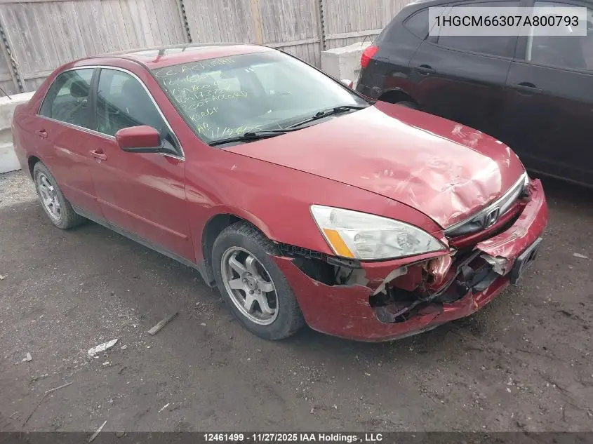 1HGCM66307A800793 2007 Honda Accord Se V6