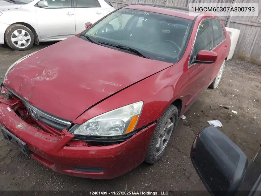1HGCM66307A800793 2007 Honda Accord Se V6