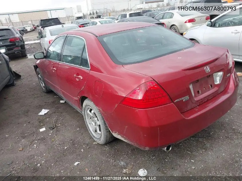 1HGCM66307A800793 2007 Honda Accord Se V6