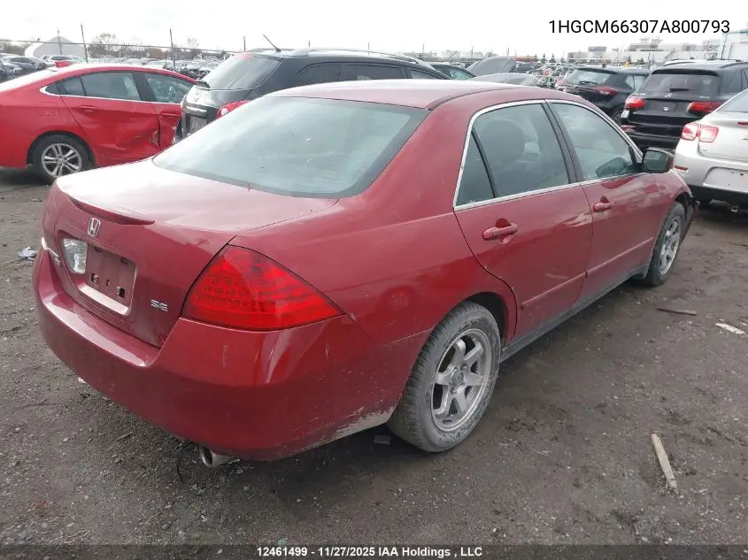 1HGCM66307A800793 2007 Honda Accord Se V6