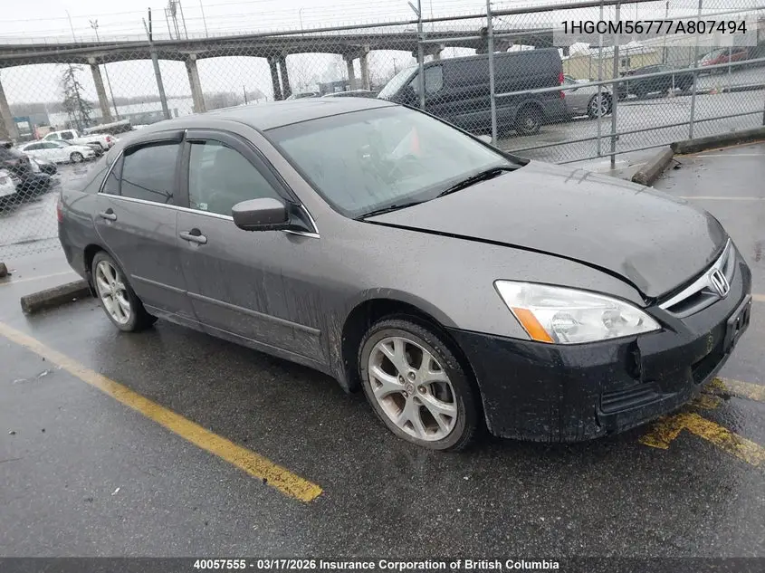 1HGCM56777A807494 2007 Honda Accord Ex-L/Se
