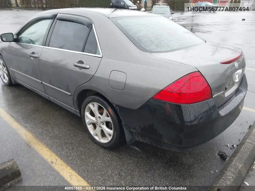 1HGCM56777A807494 2007 Honda Accord Ex-L/Se