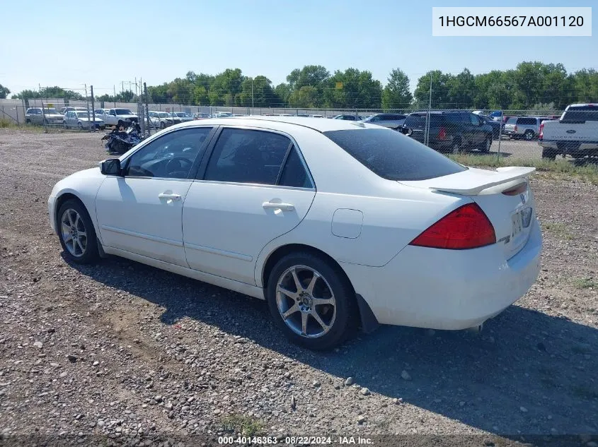 2007 Honda Accord 3.0 Ex VIN: 1HGCM66567A001120 Lot: 40146363