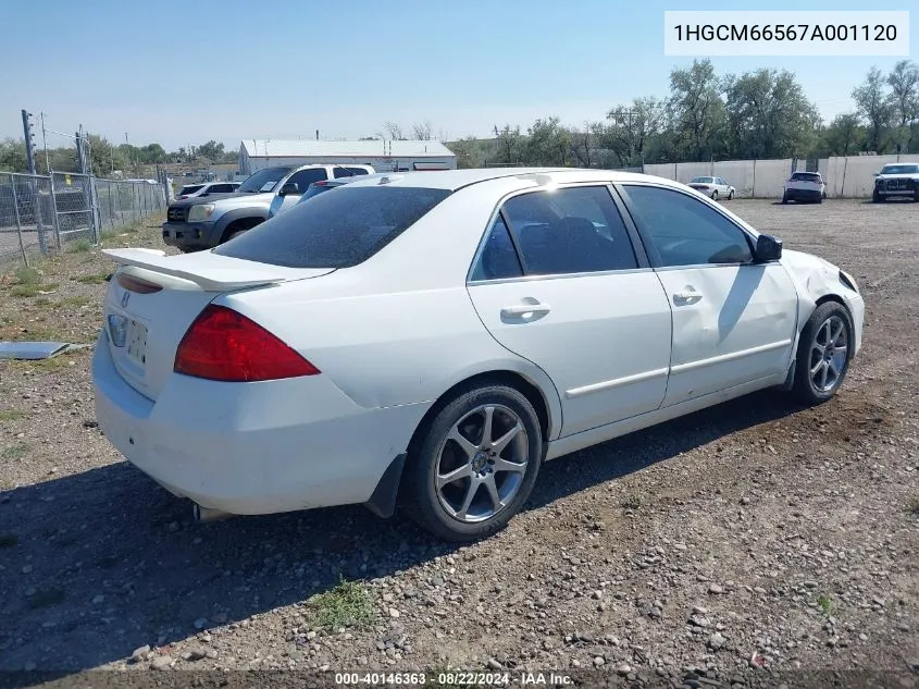 2007 Honda Accord 3.0 Ex VIN: 1HGCM66567A001120 Lot: 40146363