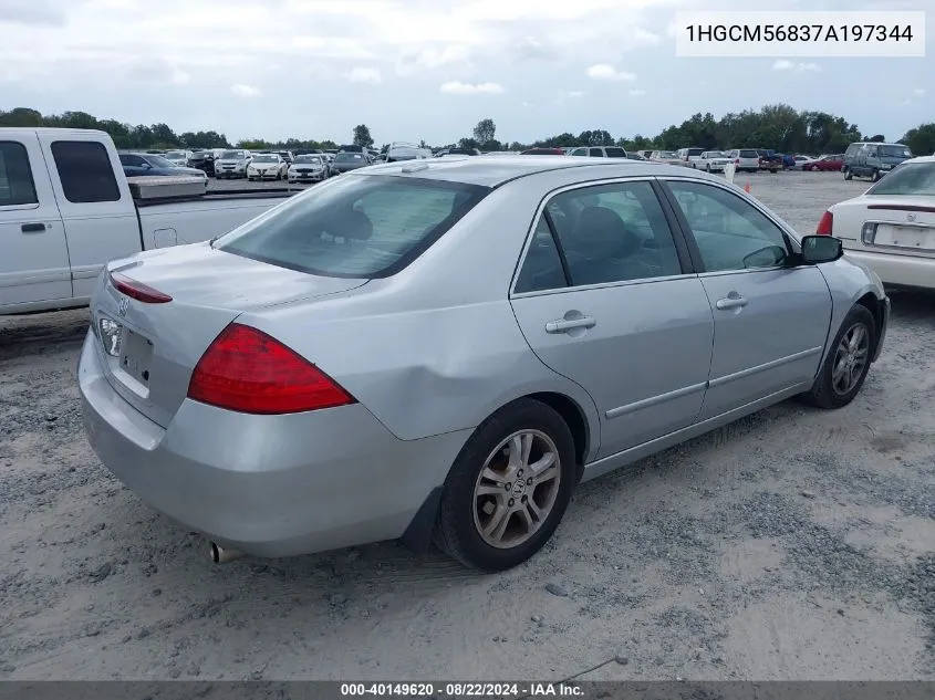 1HGCM56837A197344 2007 Honda Accord 2.4 Ex