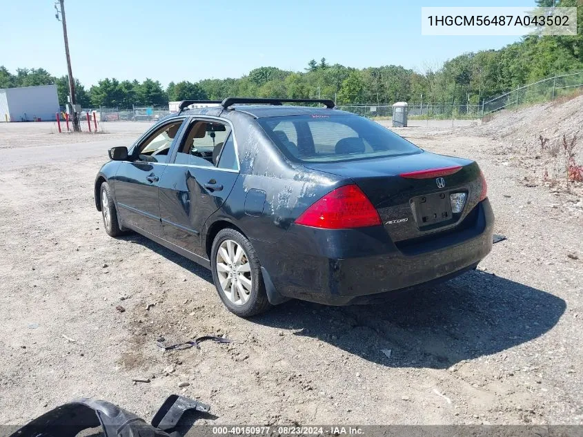 1HGCM56487A043502 2007 Honda Accord 2.4 Lx