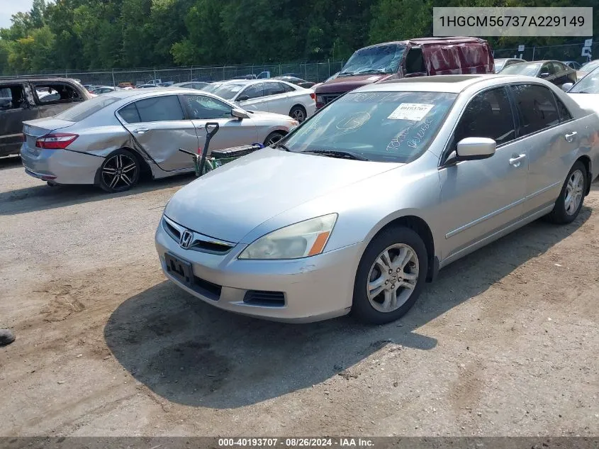 2007 Honda Accord 2.4 Ex VIN: 1HGCM56737A229149 Lot: 40193707