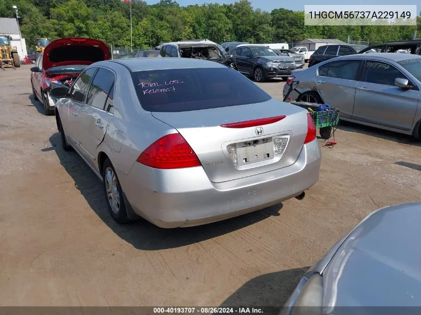 2007 Honda Accord 2.4 Ex VIN: 1HGCM56737A229149 Lot: 40193707