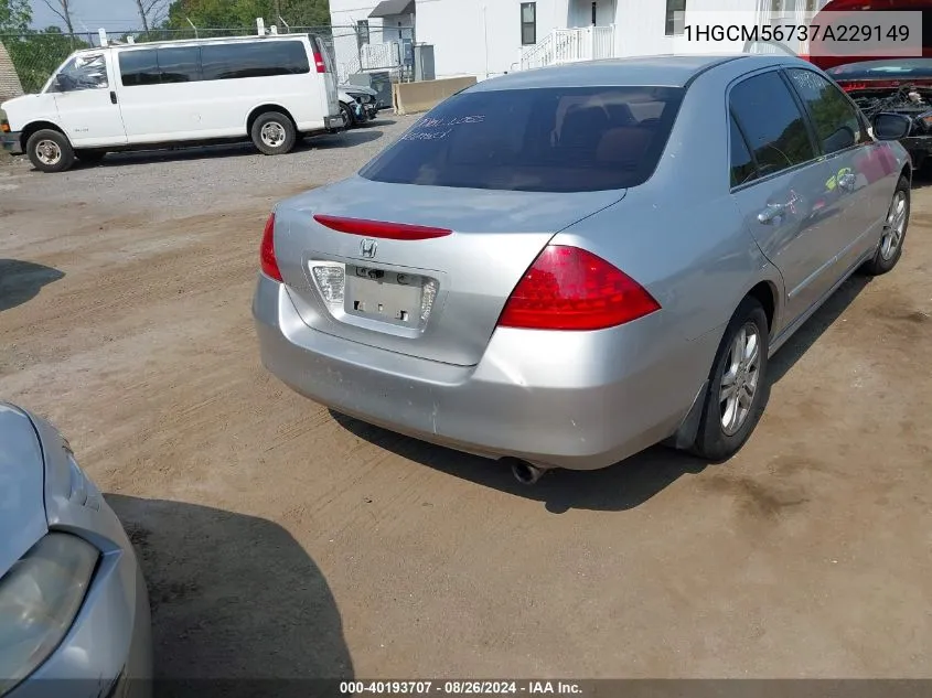 1HGCM56737A229149 2007 Honda Accord 2.4 Ex