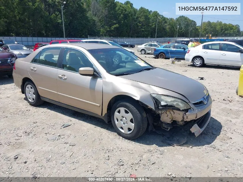 2007 Honda Accord 2.4 Lx VIN: 1HGCM56477A147592 Lot: 40207690