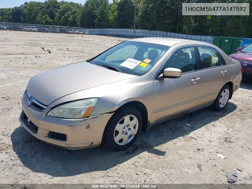 2007 Honda Accord 2.4 Lx VIN: 1HGCM56477A147592 Lot: 40207690