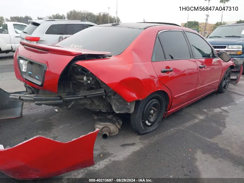 1HGCM56847A047310 2007 Honda Accord 2.4 Ex