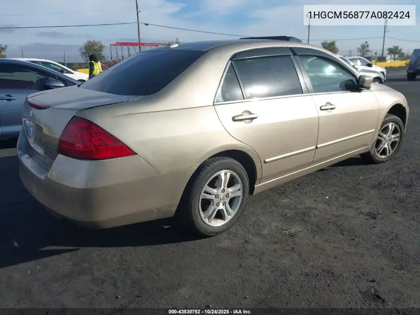1HGCM56877A082424 2007 Honda Accord 2.4 Ex