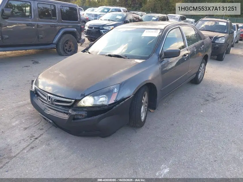 1HGCM553X7A131251 2007 Honda Accord 2.4 Se