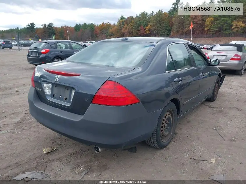 1HGCM56817A108676 2007 Honda Accord 2.4 Ex