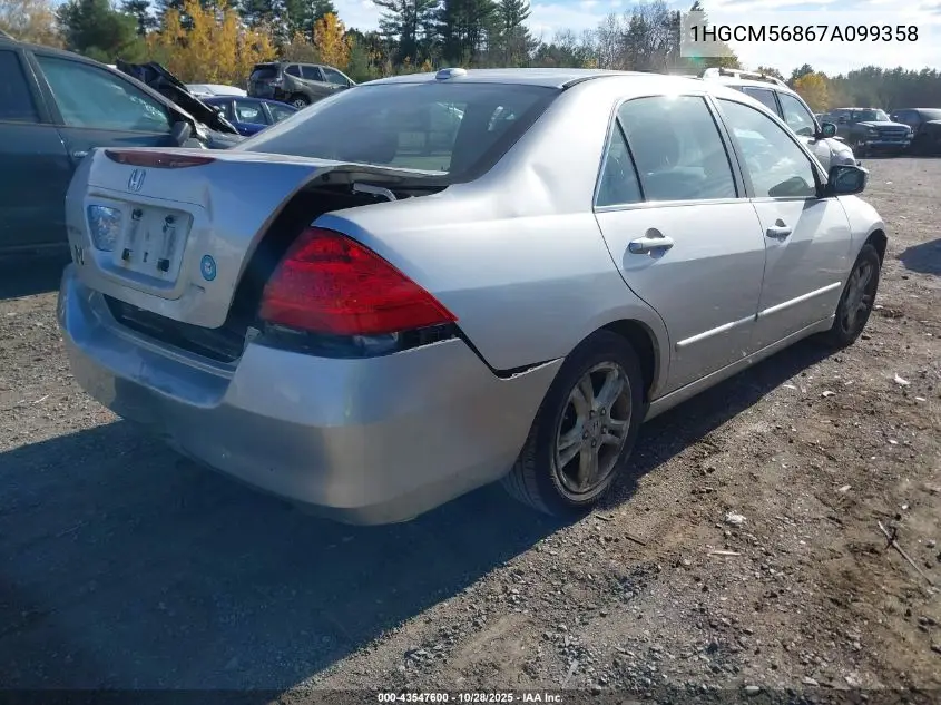 1HGCM56867A099358 2007 Honda Accord 2.4 Ex