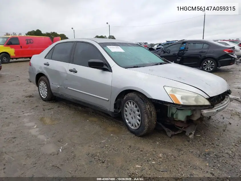 1HGCM56147A059315 2007 Honda Accord 2.4 Vp