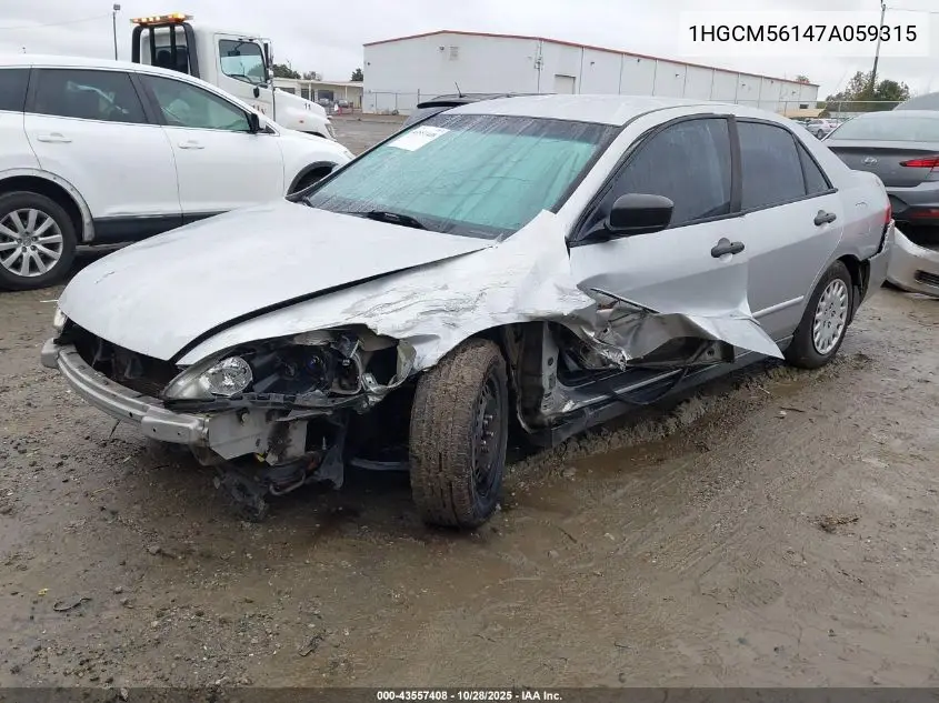 1HGCM56147A059315 2007 Honda Accord 2.4 Vp