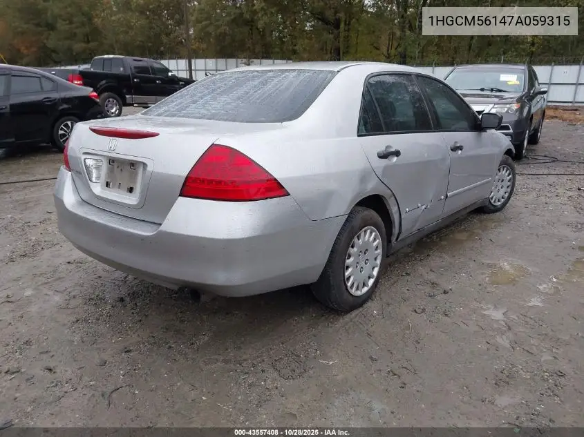 1HGCM56147A059315 2007 Honda Accord 2.4 Vp