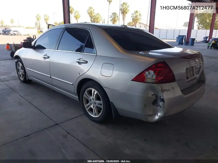 1HGCM56807A212477 2007 Honda Accord 2.4 Ex