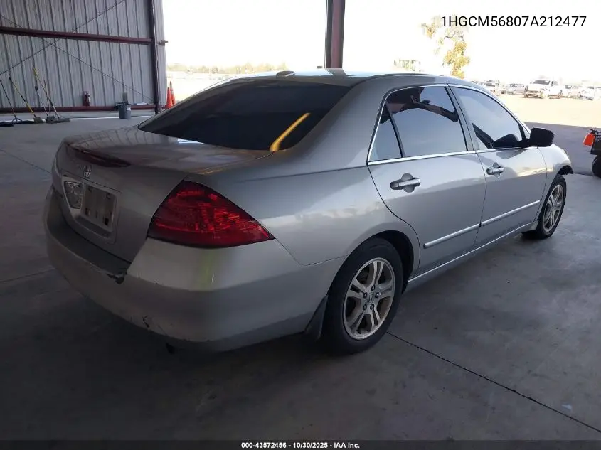 1HGCM56807A212477 2007 Honda Accord 2.4 Ex