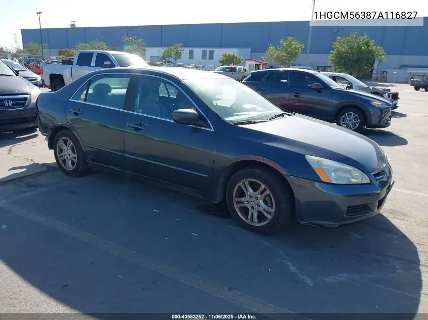 1HGCM56387A116827 2007 Honda Accord 2.4 Se
