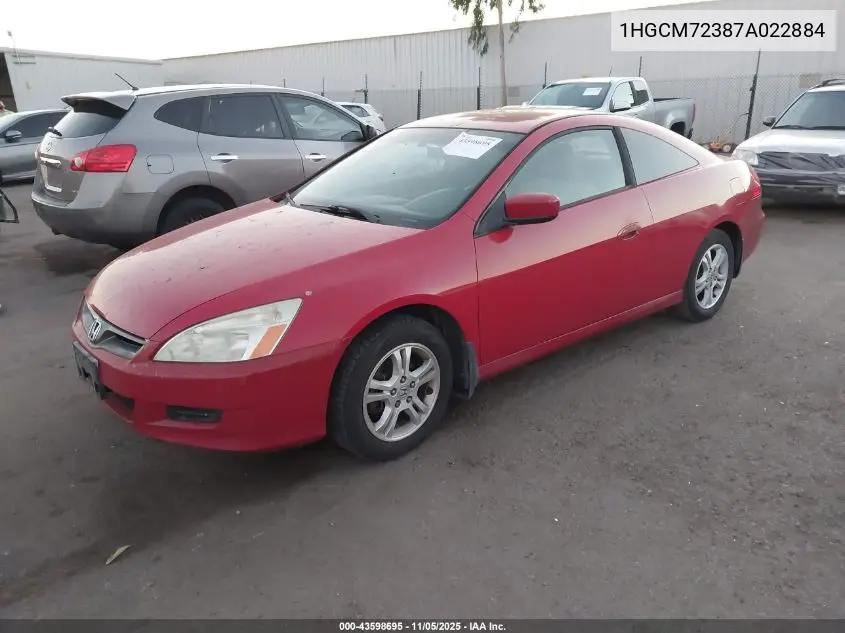 1HGCM72387A022884 2007 Honda Accord 2.4 Lx