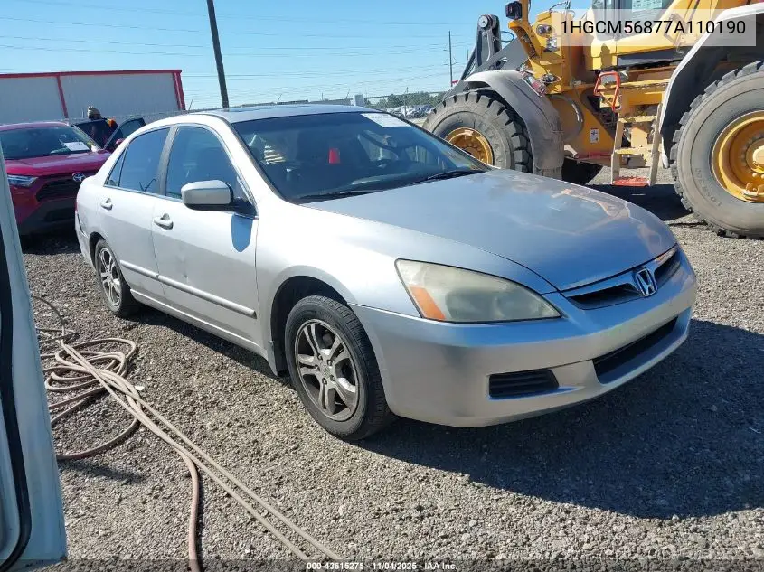 1HGCM56877A110190 2007 Honda Accord 2.4 Ex