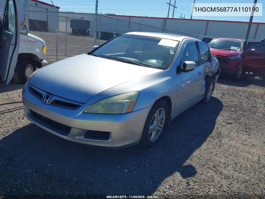 1HGCM56877A110190 2007 Honda Accord 2.4 Ex