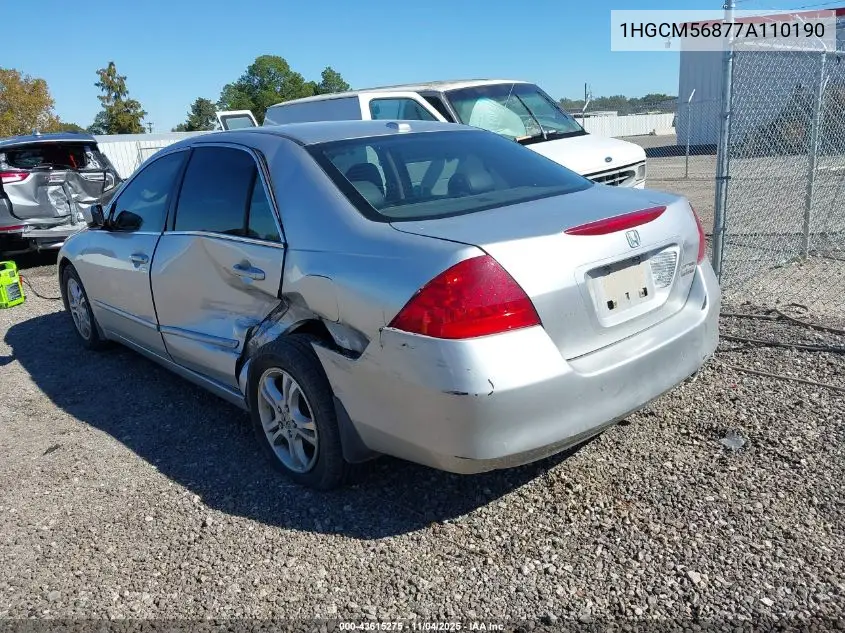 1HGCM56877A110190 2007 Honda Accord 2.4 Ex
