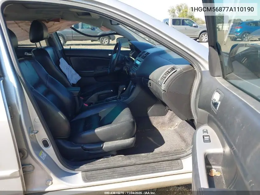 1HGCM56877A110190 2007 Honda Accord 2.4 Ex