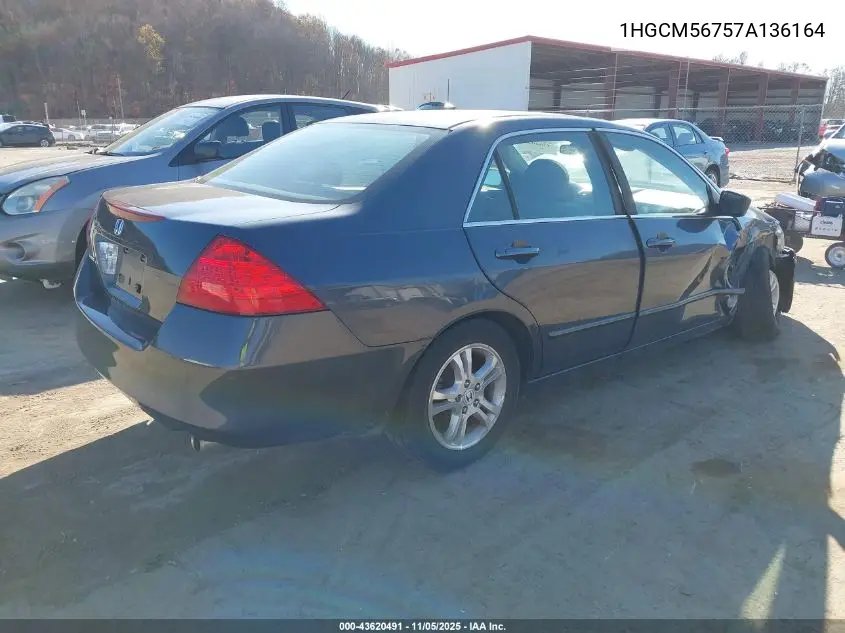 1HGCM56757A136164 2007 Honda Accord 2.4 Ex